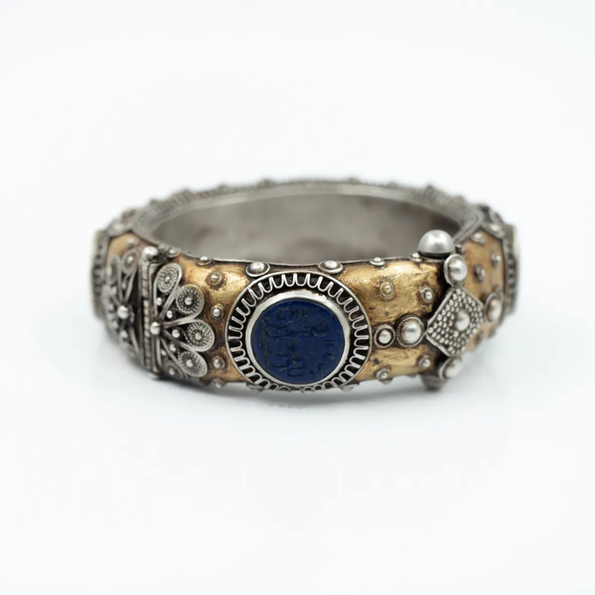 Bratara Afgana lapis-lazuli flori Argint