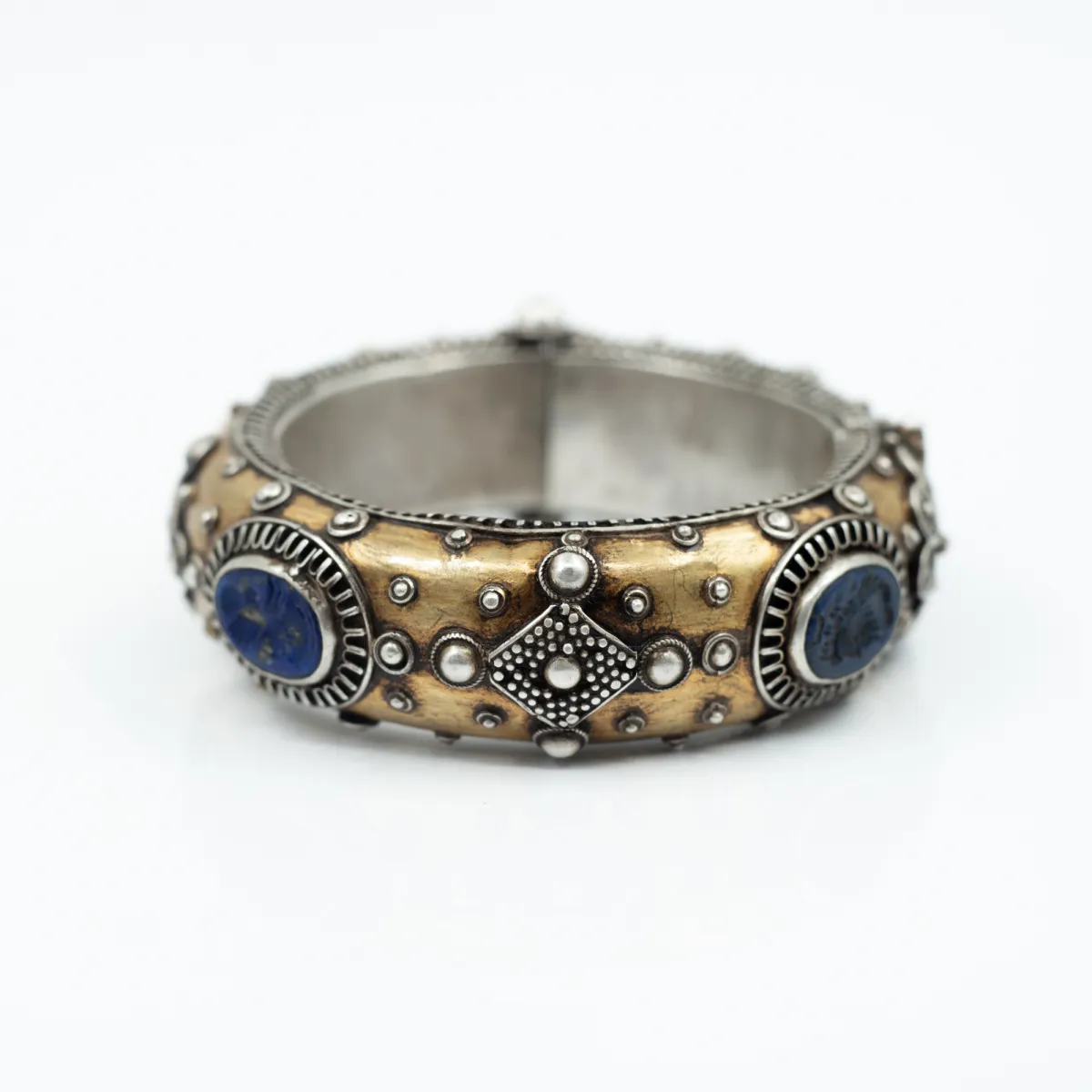Bratara Afgana lapis-lazuli floare Argint