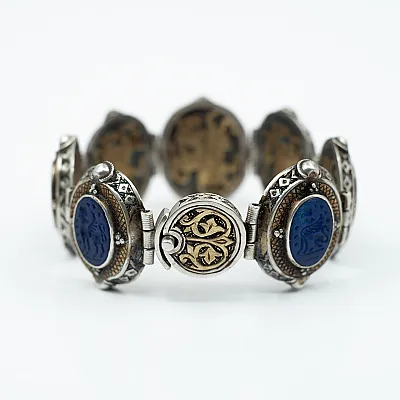 Bratara flexibila Afgana lapis-lazuli oval Argint - 3