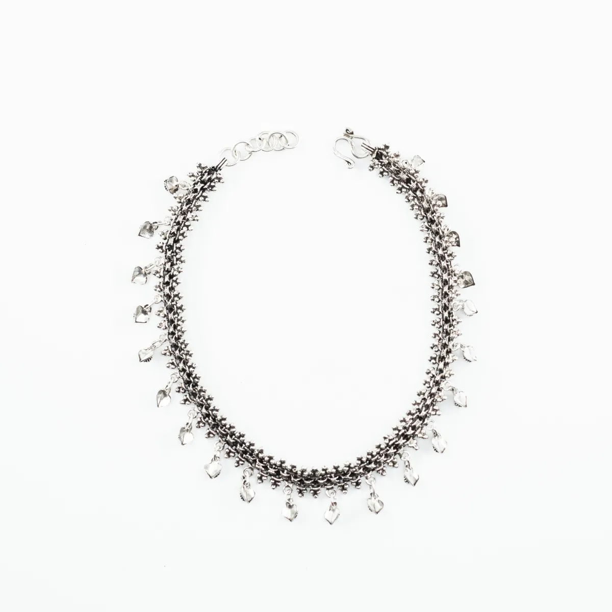 Bratara picior charms inimi buline Argint