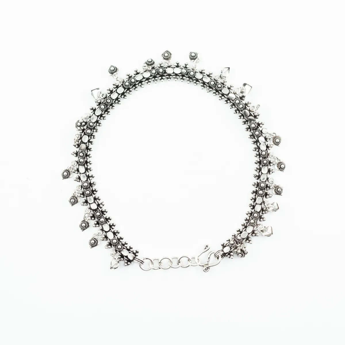 Bratara picior charms inimi buline Argint