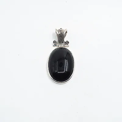 Pandantiv oval obsidian anou Baroc L Argint - 1