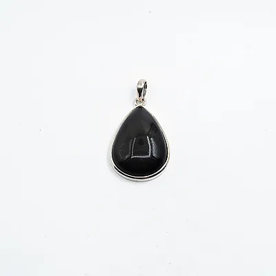 Pandantiv picatura obsidian anou simplu Argint - 1