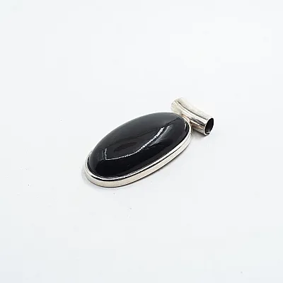 Pandantiv oval obsidian anou tubular M Argint - 2