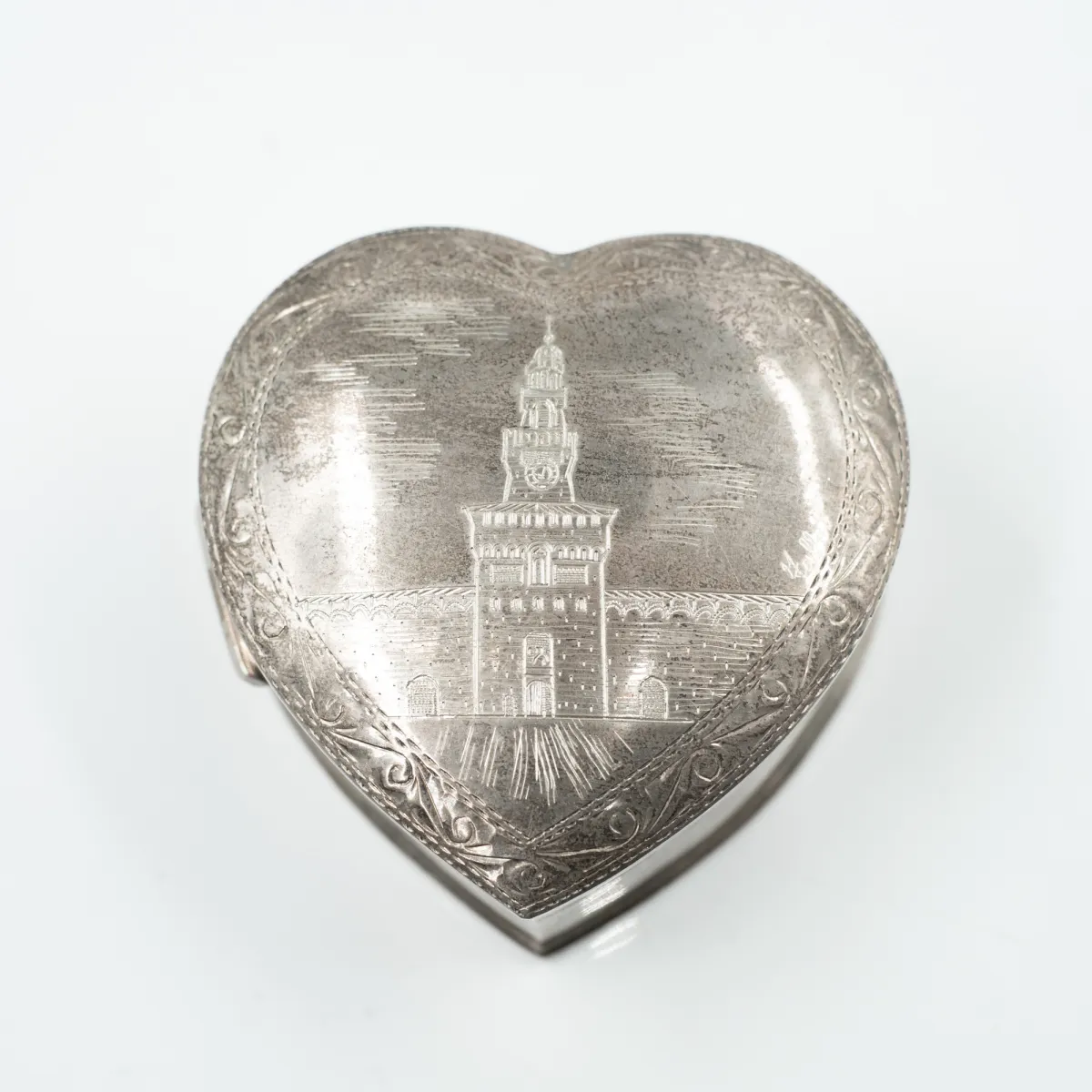 Caseta gravura Castel Sforza Italia Argint