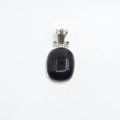 Pandantiv dreptunghiular obsidian anou Baroc Argint - 1