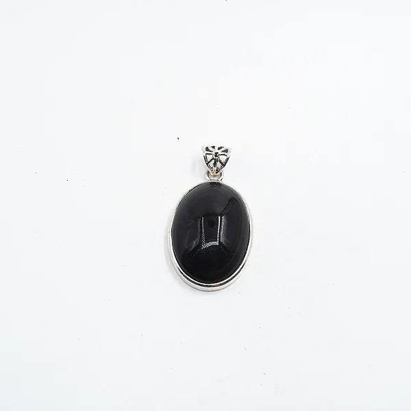 Pandantiv oval obsidian anou soare S Argint