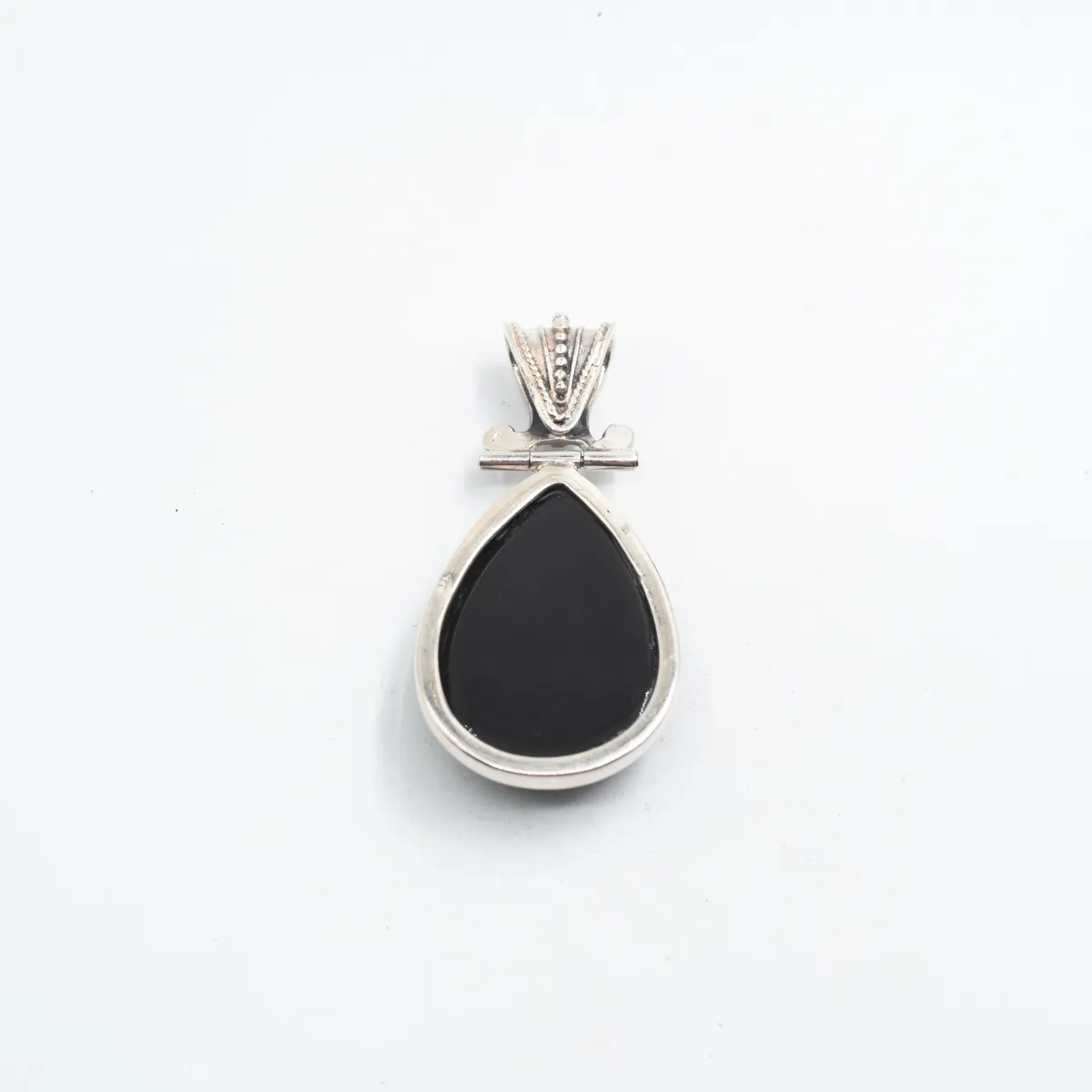 Pandantiv picatura obsidian anou Baroc Argint