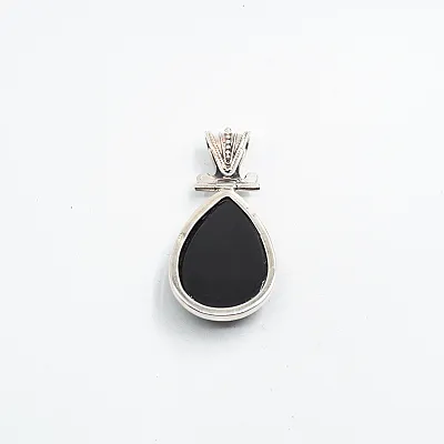 Pandantiv picatura obsidian anou Baroc Argint - 3