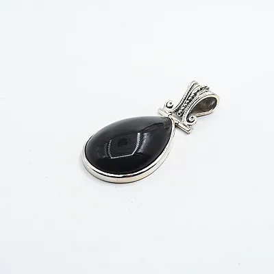 Pandantiv picatura obsidian anou Baroc Argint - 2