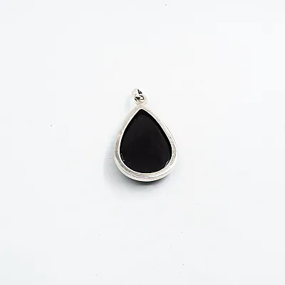Pandantiv picatura obsidian anou simplu Argint - 3