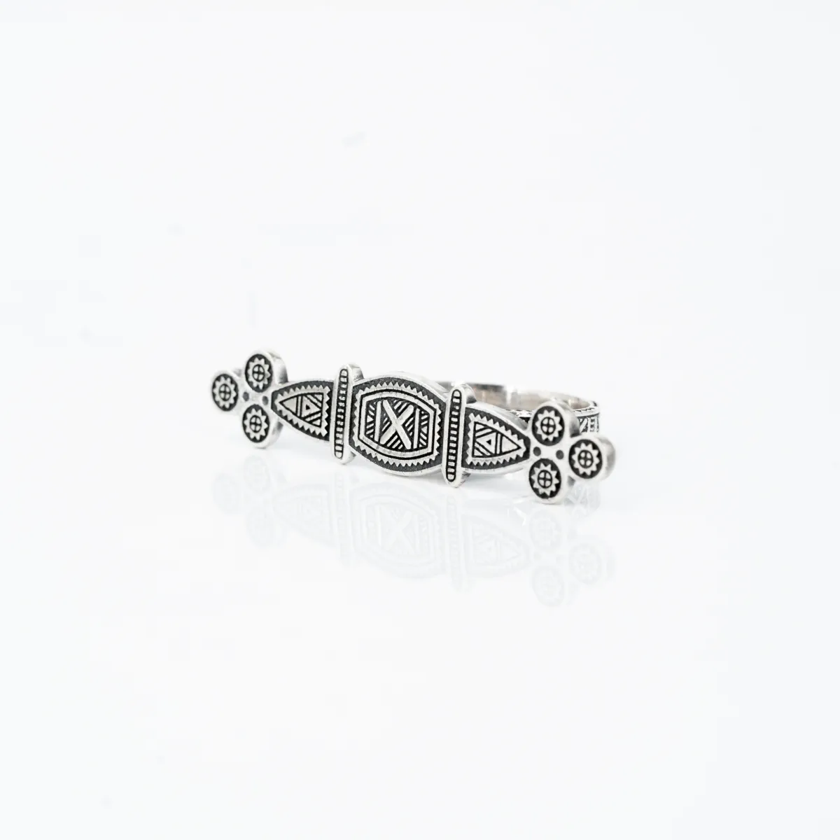 Inel lung India trio spirale Argint