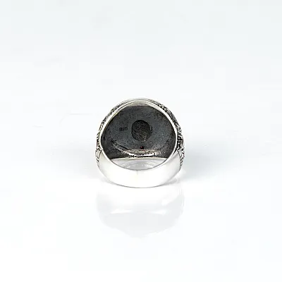 Inel rotund scarabeu onix Argint - 3