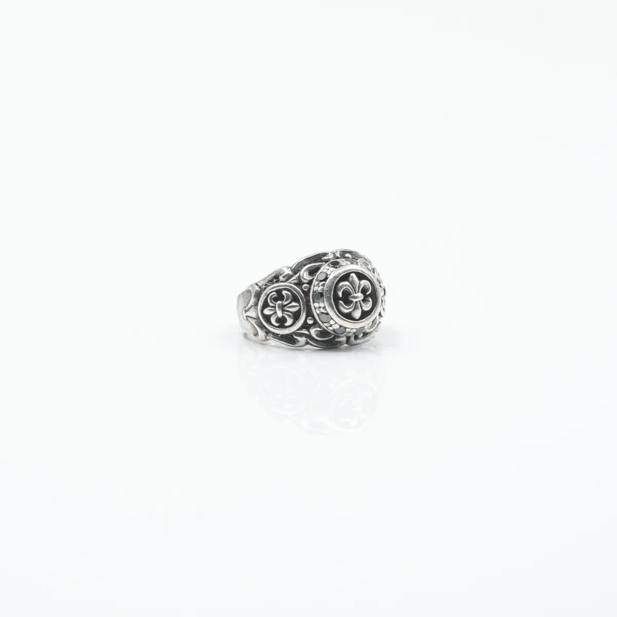 Inel rotund Fleur de Lys cz Argint