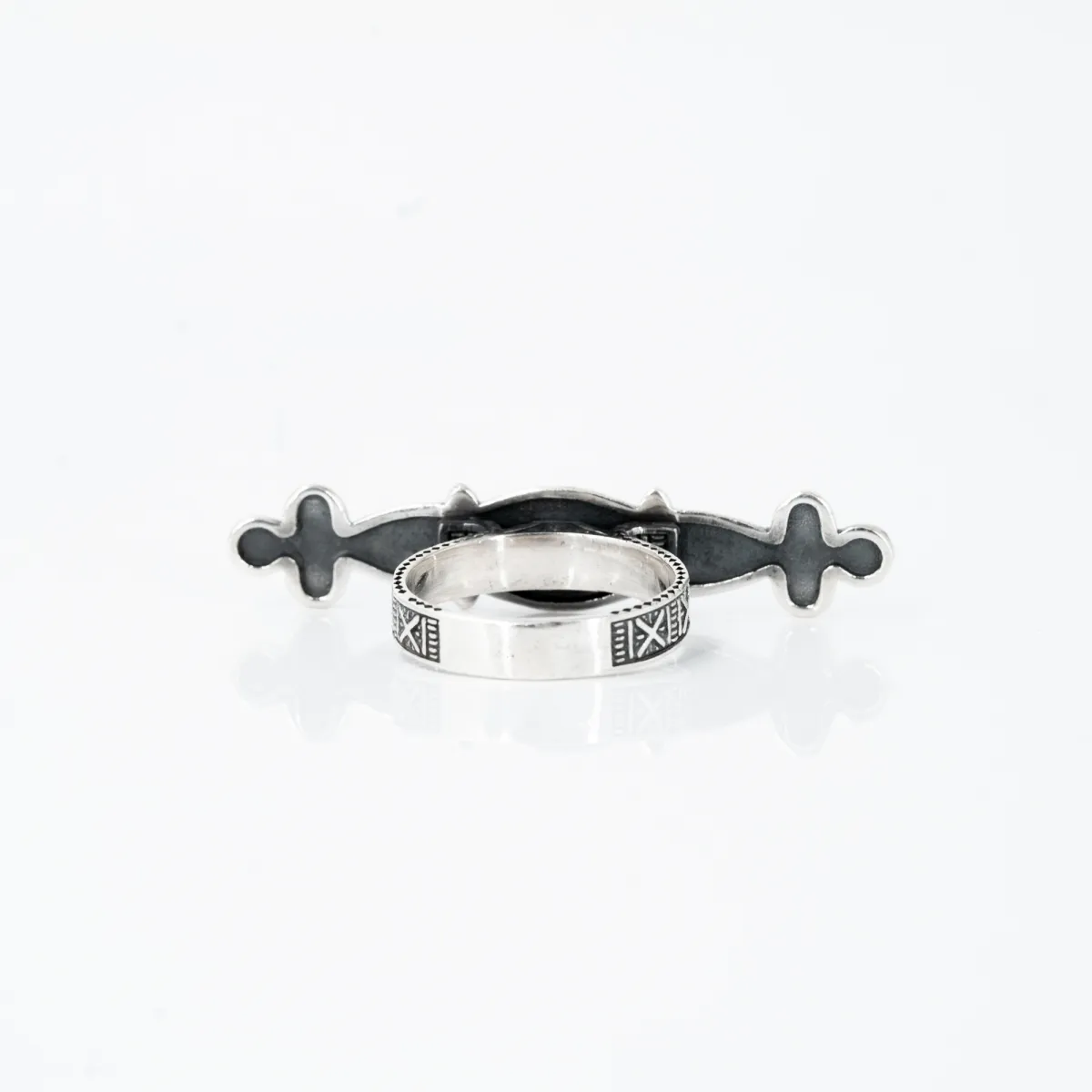Inel lung India trio spirale Argint