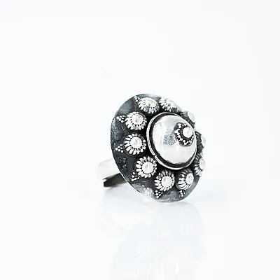 Inel India floare cu bulbi Argint - 5