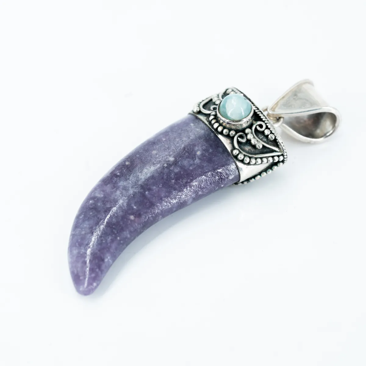 Pandantiv gheara piatra charoit larimar Argint
