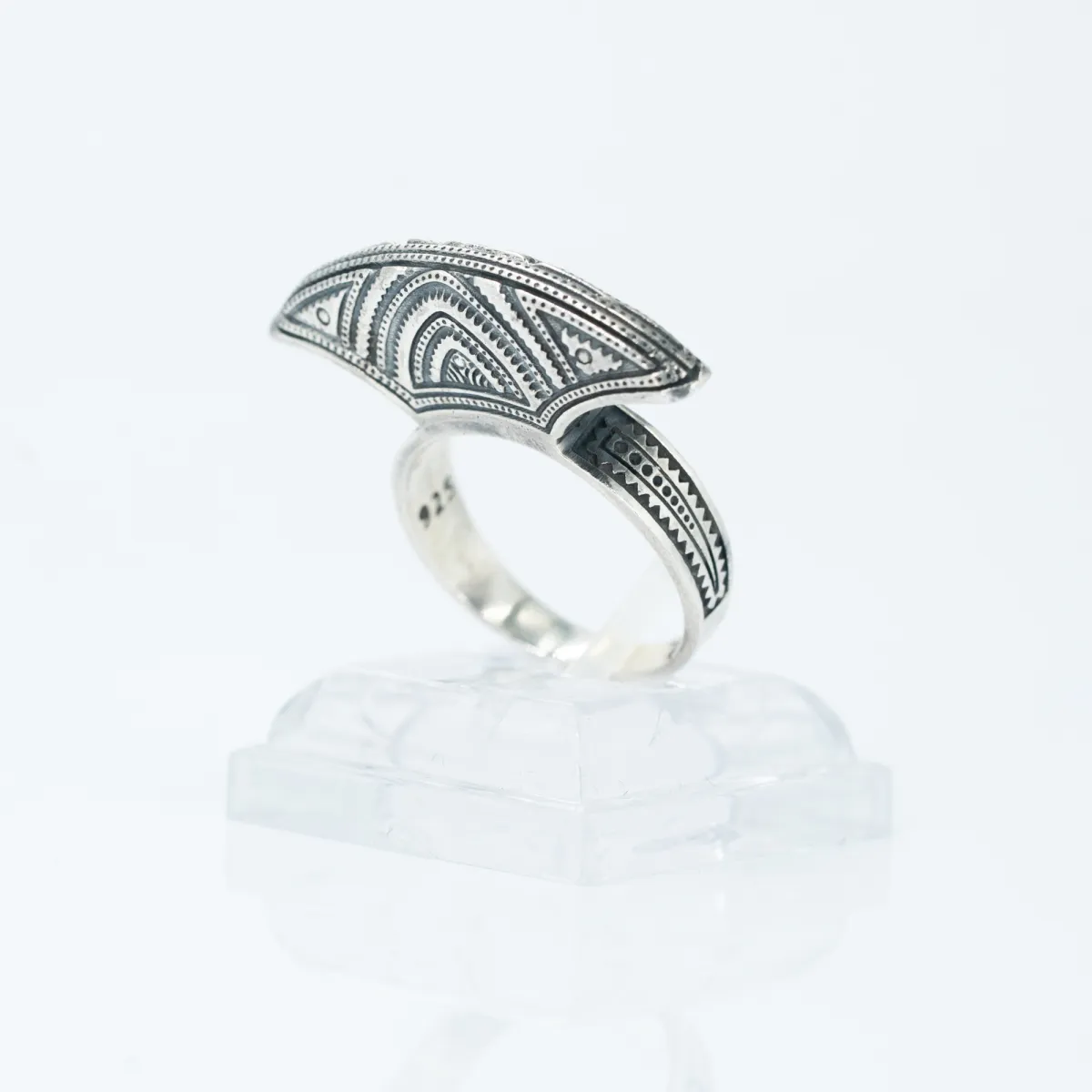 Inel India model semicerc plat Argint