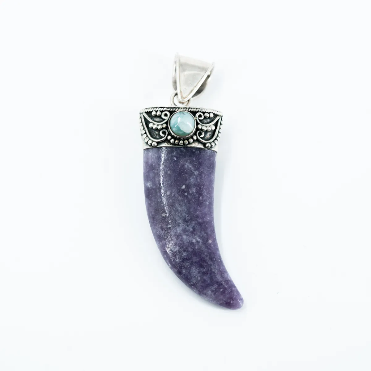 Pandantiv gheara piatra charoit larimar Argint