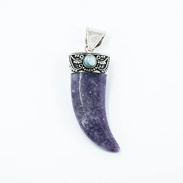Pandantiv gheara piatra charoit larimar Argint