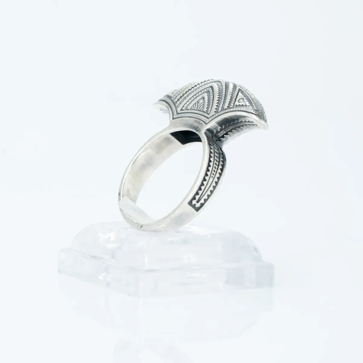 Inel India model semicerc plat Argint