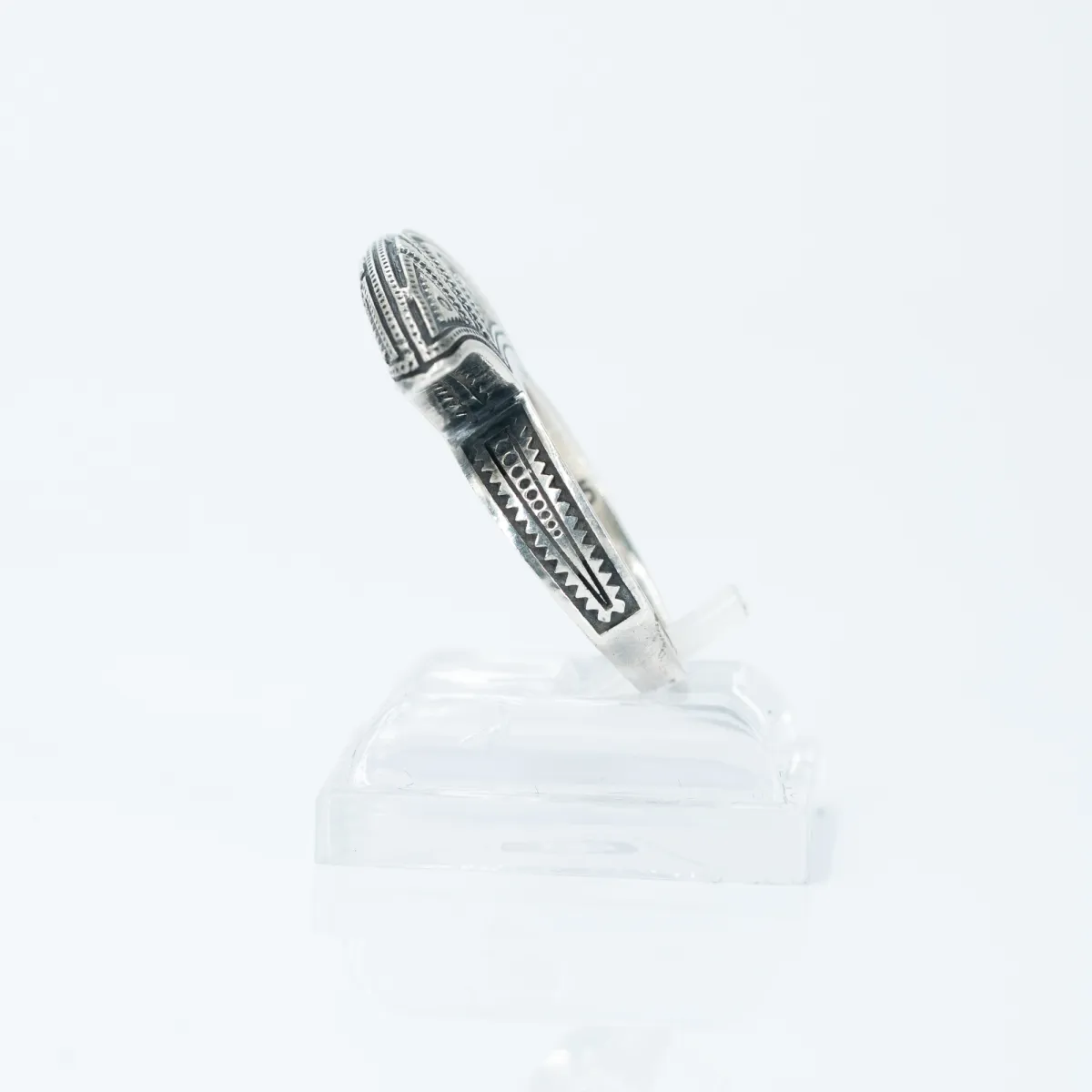 Inel India model semicerc plat Argint