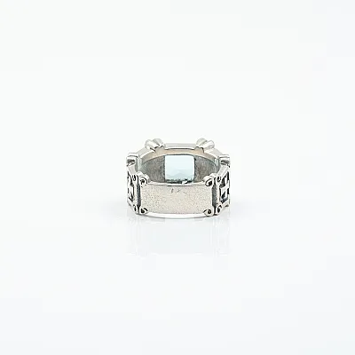 Inel gotic cruci zirconiu bleu deschis Argint - 4