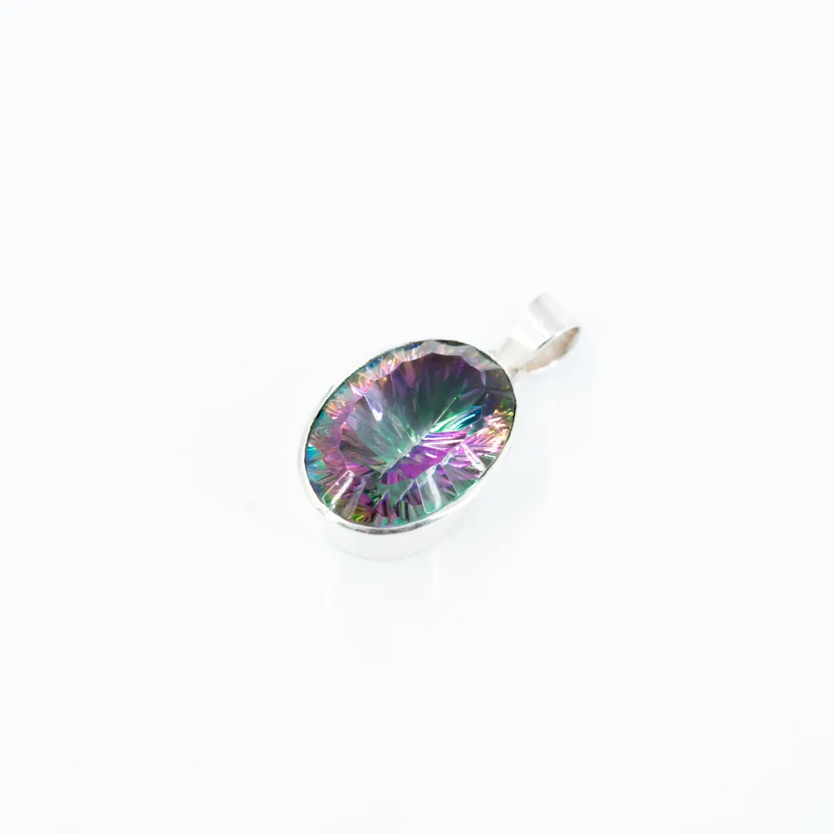 Pandantiv oval topaz mistic Argint