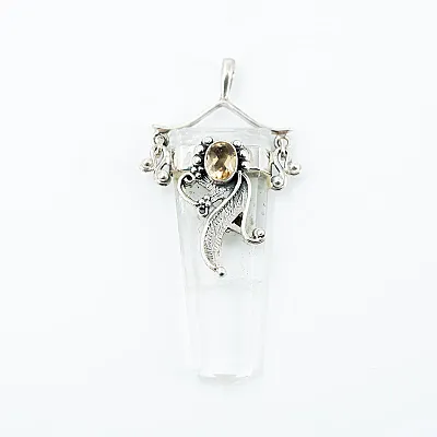 Pandantiv bagheta plata cuarz citrin Argint - 1