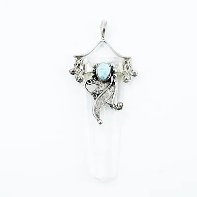 Pandantiv bagheta plata cuarz larimar Argint - 1