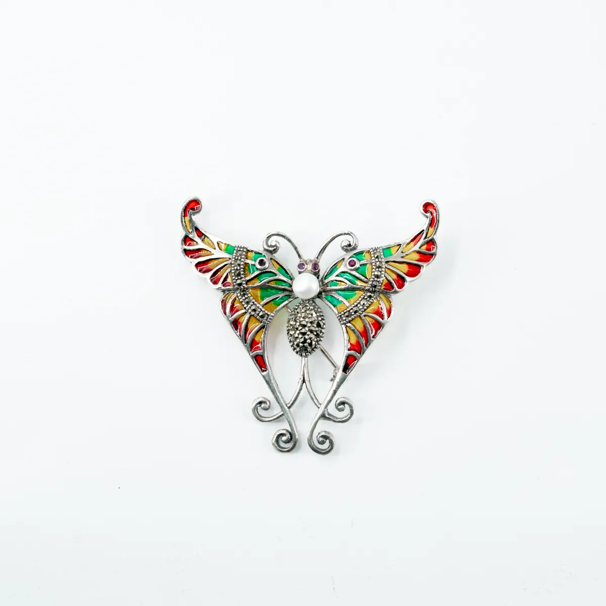 Brosa-pandantiv fluture perla Argint