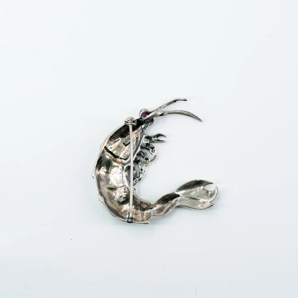 Brosa crevete marcasite Argint
