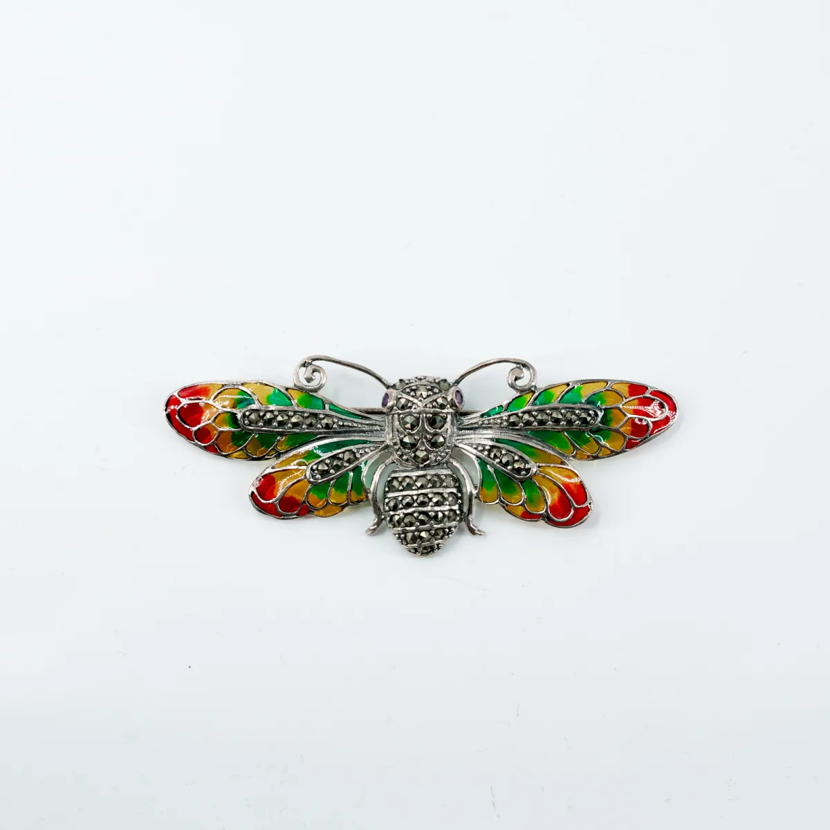 Brosa-pandantiv fluture marcasite Argint