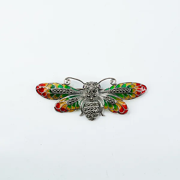 Brosa-pandantiv fluture marcasite Argint
