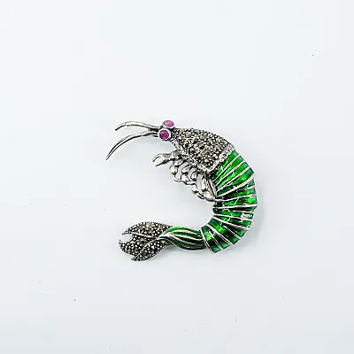 Brosa crevete marcasite Argint - 1