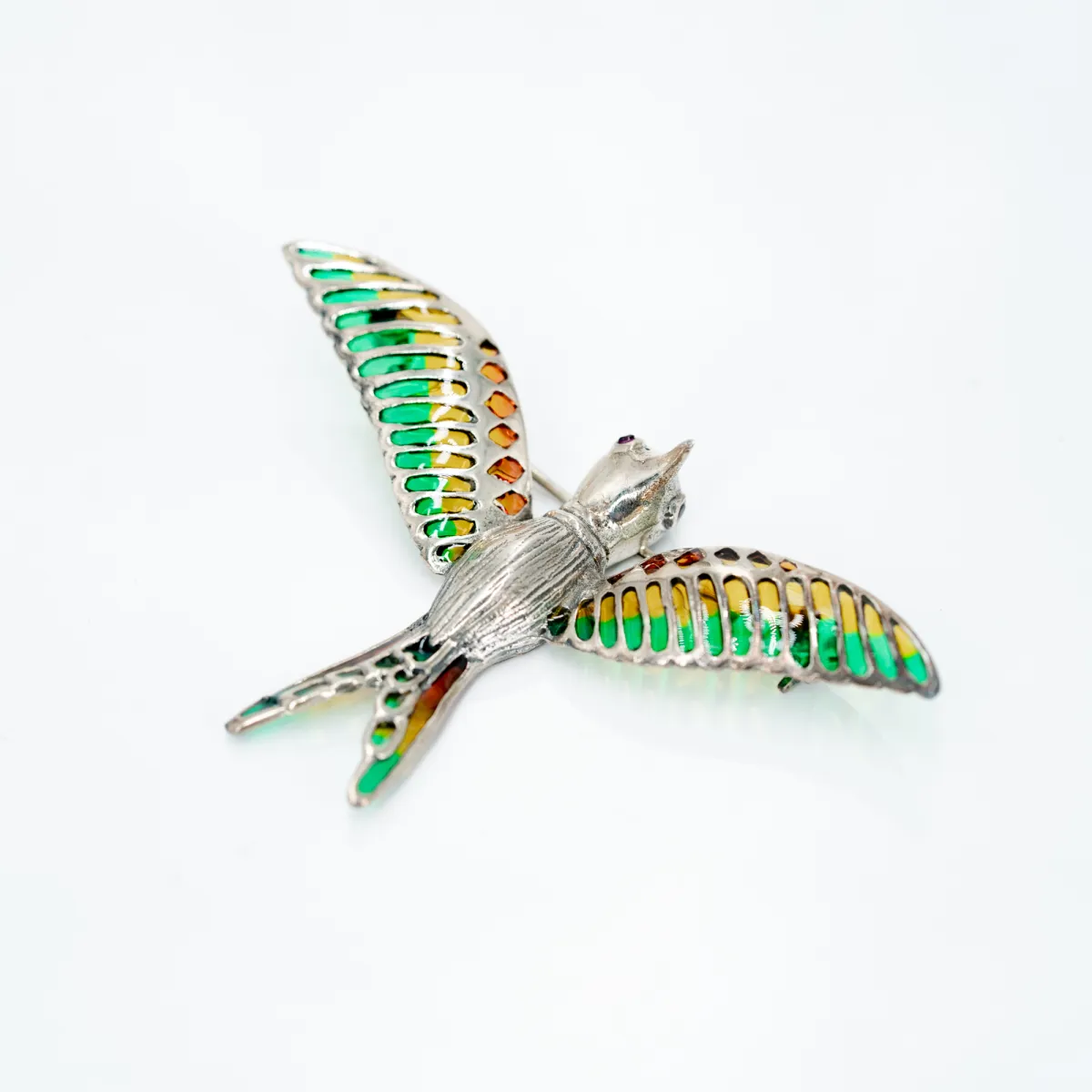 Brosa pasare colibri Argint