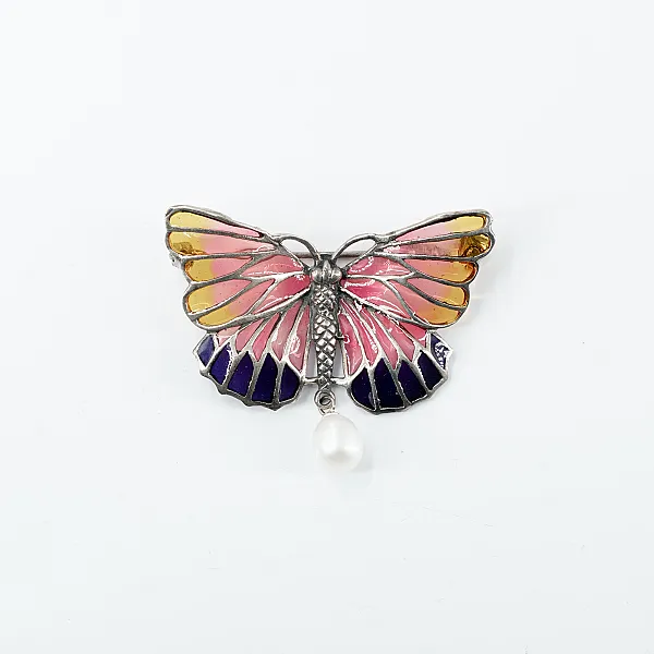 Brosa fluture perla Argint