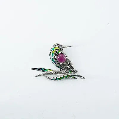 Brosa pasare colibri rubin Argint - 1