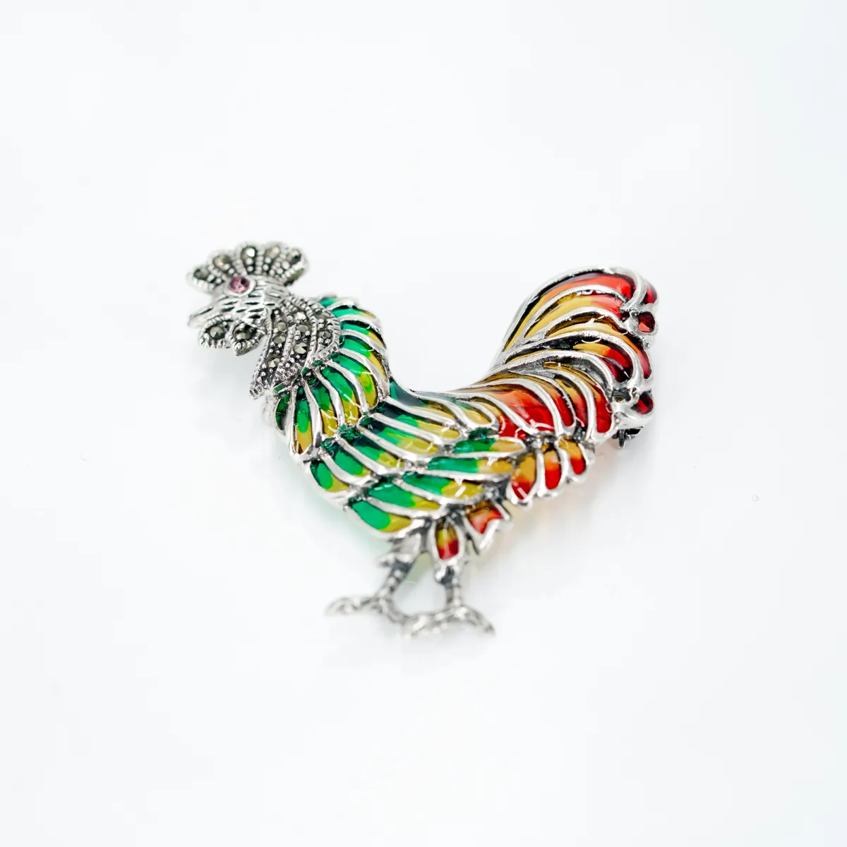 Brosa cocos marcasite Argint