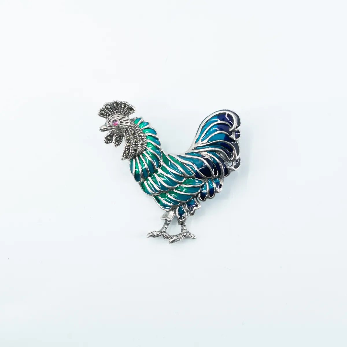 Brosa cocos marcasite Argint