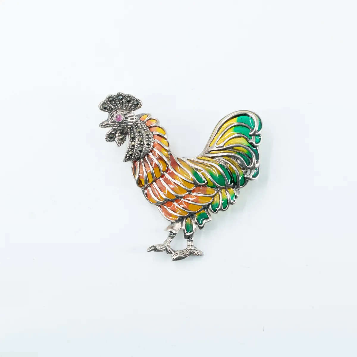 Brosa cocos marcasite Argint