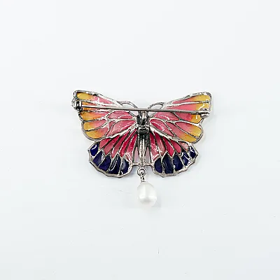 Brosa fluture perla Argint - 3