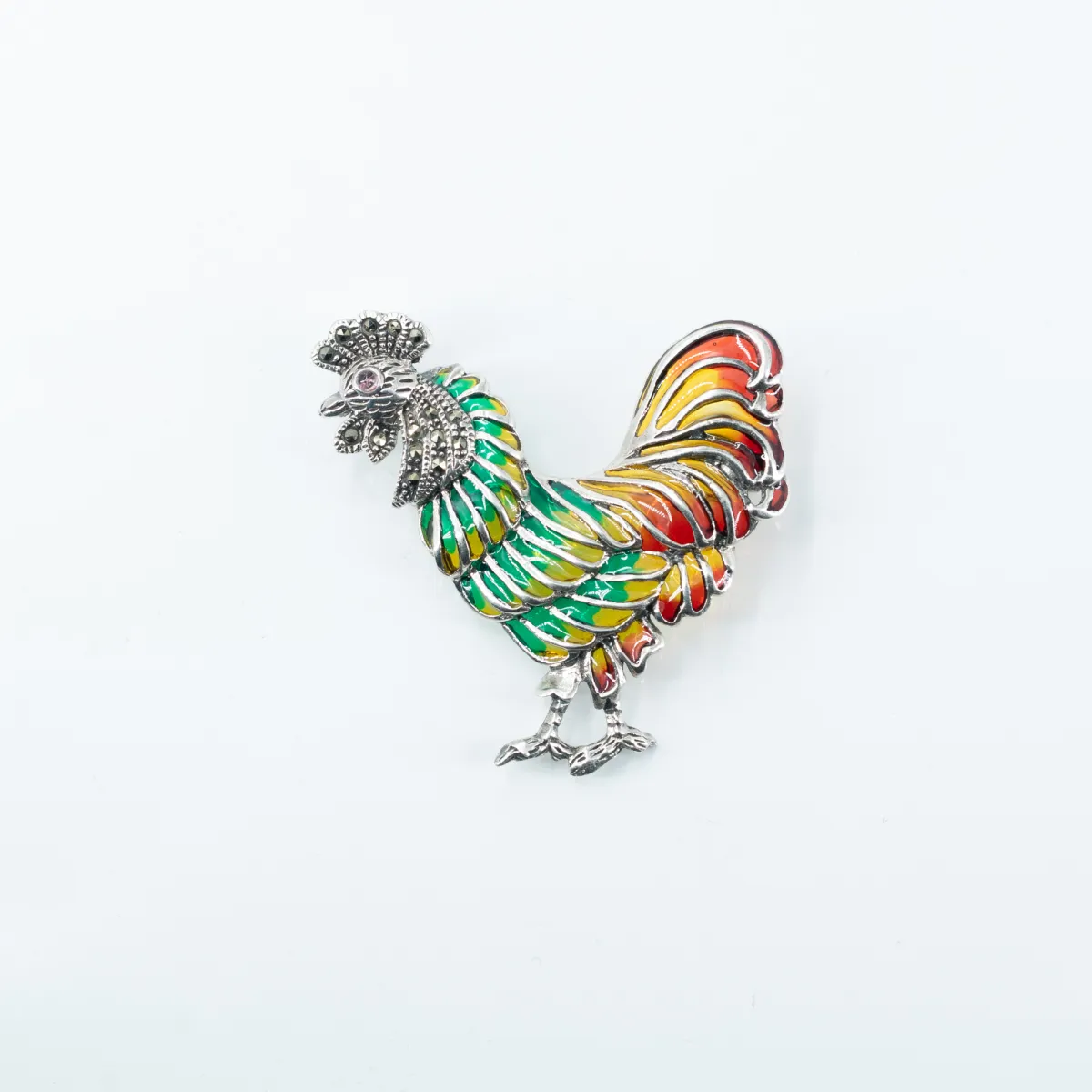 Brosa cocos marcasite Argint