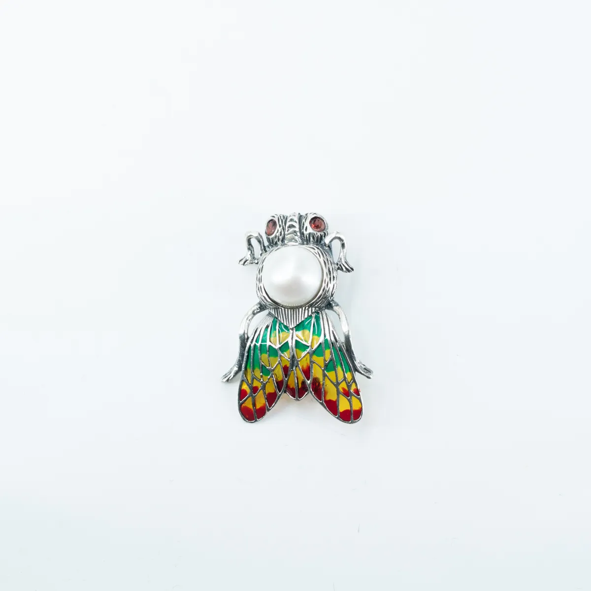 Brosa-pandantiv fluture-perla Argint