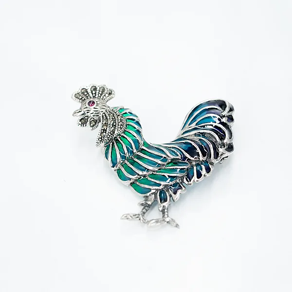 Brosa cocos marcasite Argint