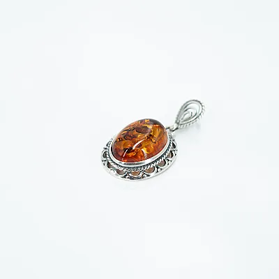 Pandantiv oval broderie chihlimbar Argint - 2
