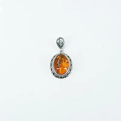 Pandantiv oval broderie chihlimbar Argint - 1