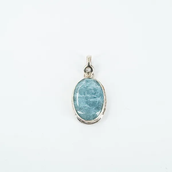 Pandantiv oval acvamarine anou picatura Argint