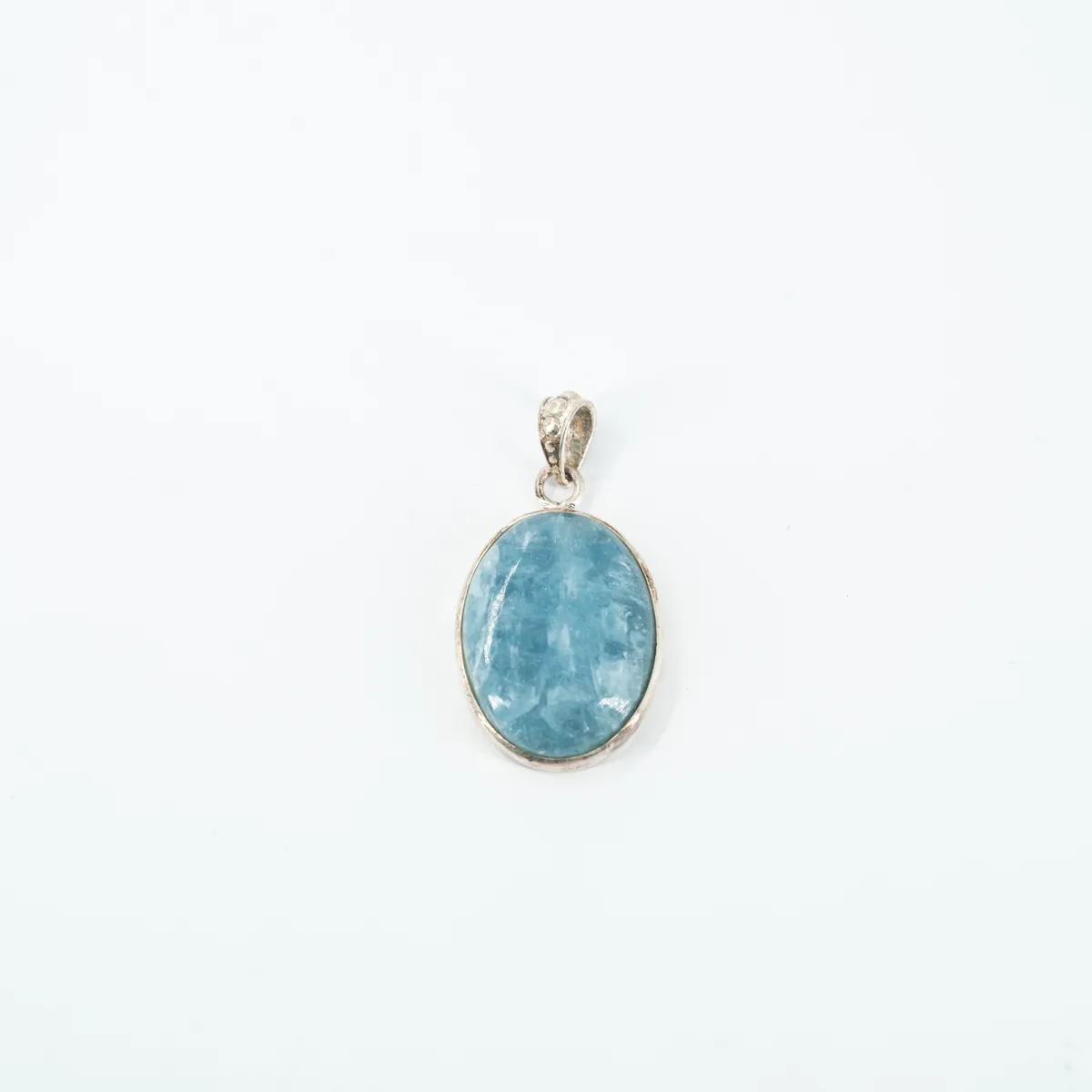 Pandantiv oval acvamarine anou picaturi Argint