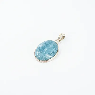 Pandantiv oval acvamarine anou picaturi Argint - 2